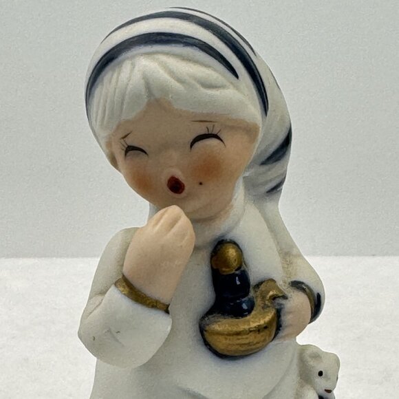 Set of 2 Vintage Jasco Royal Majestic Bell Porcelain Bisque Girl Figurine Blue - Picture 9 of 16